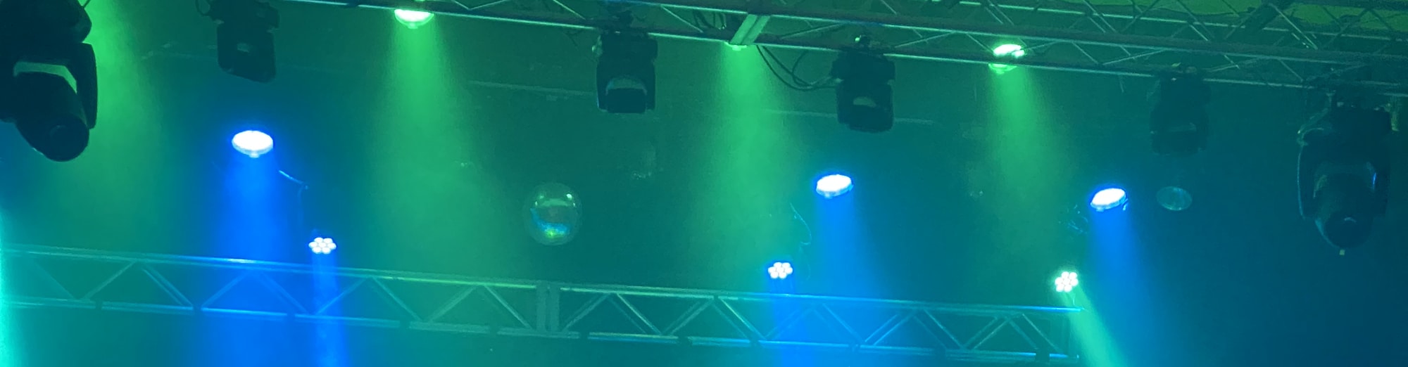 blue and green theater stage lights Anchorage